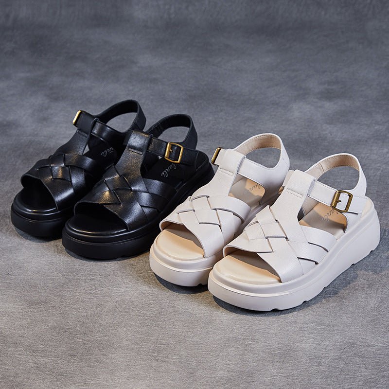 Damen Stilvolle Geflochtene Plateau Sandalen WW