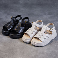 Damen Stilvolle Geflochtene Plateau Sandalen WW