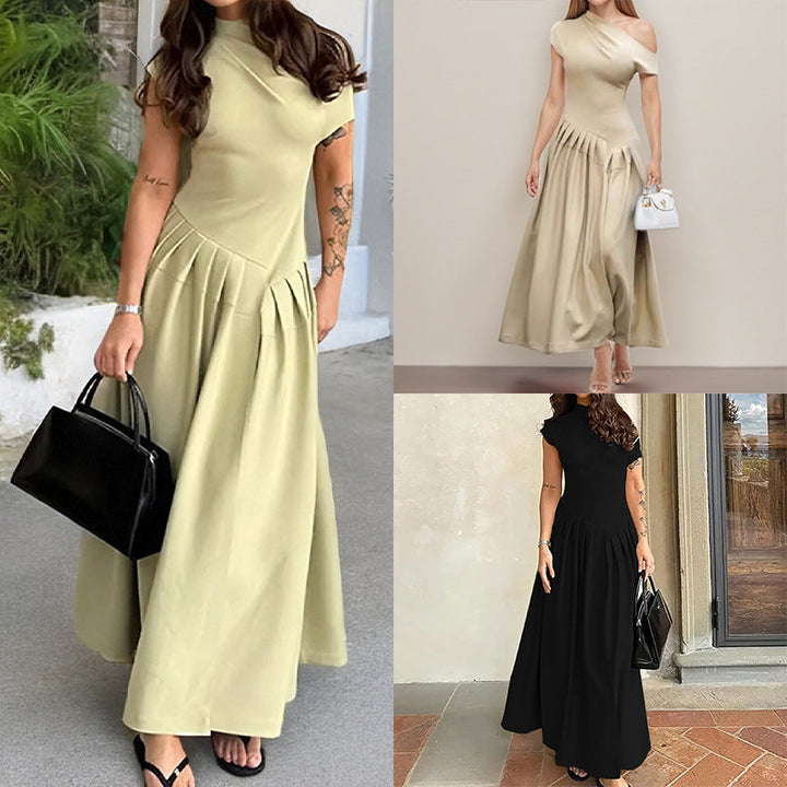 Damen Wickelmaxikleid mit asymmetrischem Schnitt und strukturiertem Design W&W Mode