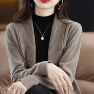 Damen Strickjacke mit eleganten Rippenstrukturen und offenem Schnitt WW