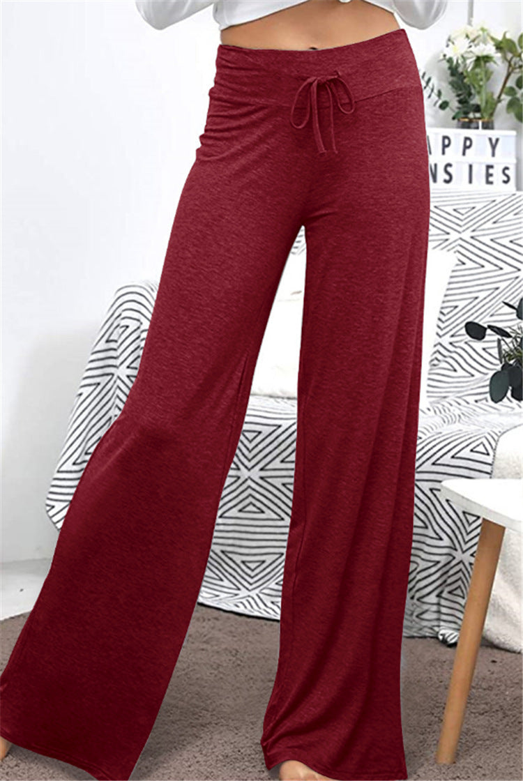 Damen Weite Freizeithose mit elastischem Bund und verstellbarem Kordelzug WW