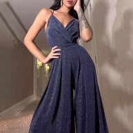 Damen Glamouröser Jumpsuit mit weitem Bein und schimmerndem Effekt WW