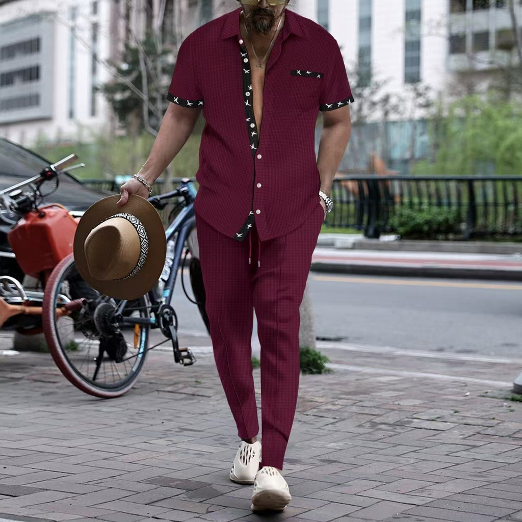 Herren modisches Freizeitsakko mit kreativem Kragen und eleganten Hosen WW
