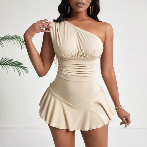 Damen asymmetrisches Minikleid mit Rüschendetails und figurschmeichelndem Design W&W