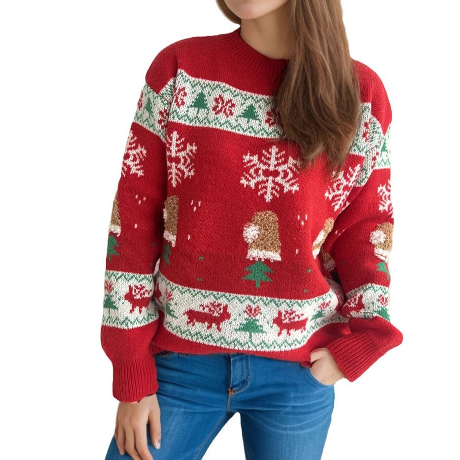 Damen Weihnachts-Pullover mit festlichen Motiven und weichem Strick WW