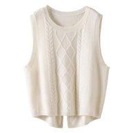 Damen Ärmellose Strickweste mit Zopfmuster und modernen Details WW