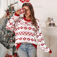 Damen Strickpullover mit fröhlichem Muster und lässigem Schnitt WW