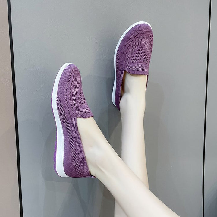 Damen bequeme Slip-On Sneakers mit atmungsaktiver Strick-Oberfläche W&W Mode