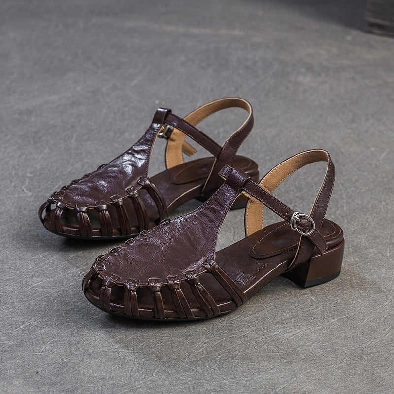 Damen Sandalen mit geflochtenem Designelement und bequemem Blockabsatz WW