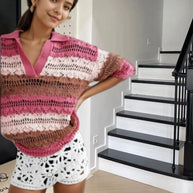 Damen Strick-Set mit modischem Lochmuster und lässiger Passform WW