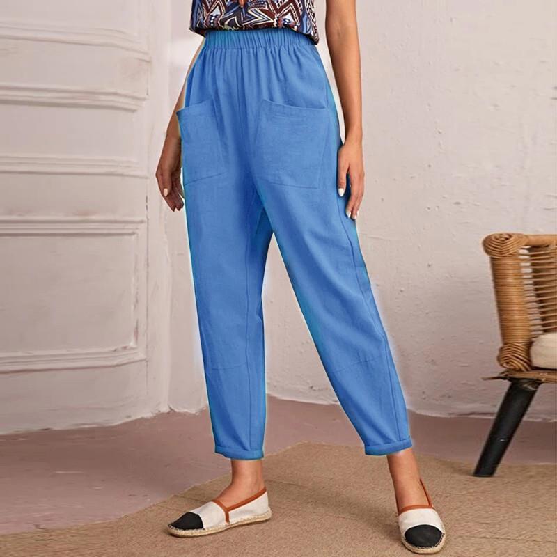 Damen Bequeme Chino-Hose mit elastischem Bund und praktischen Taschen WW