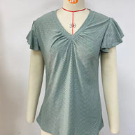 Damen Bluse mit kurzen, strukturierten Ärmeln und raffinierten Lochmustern WW