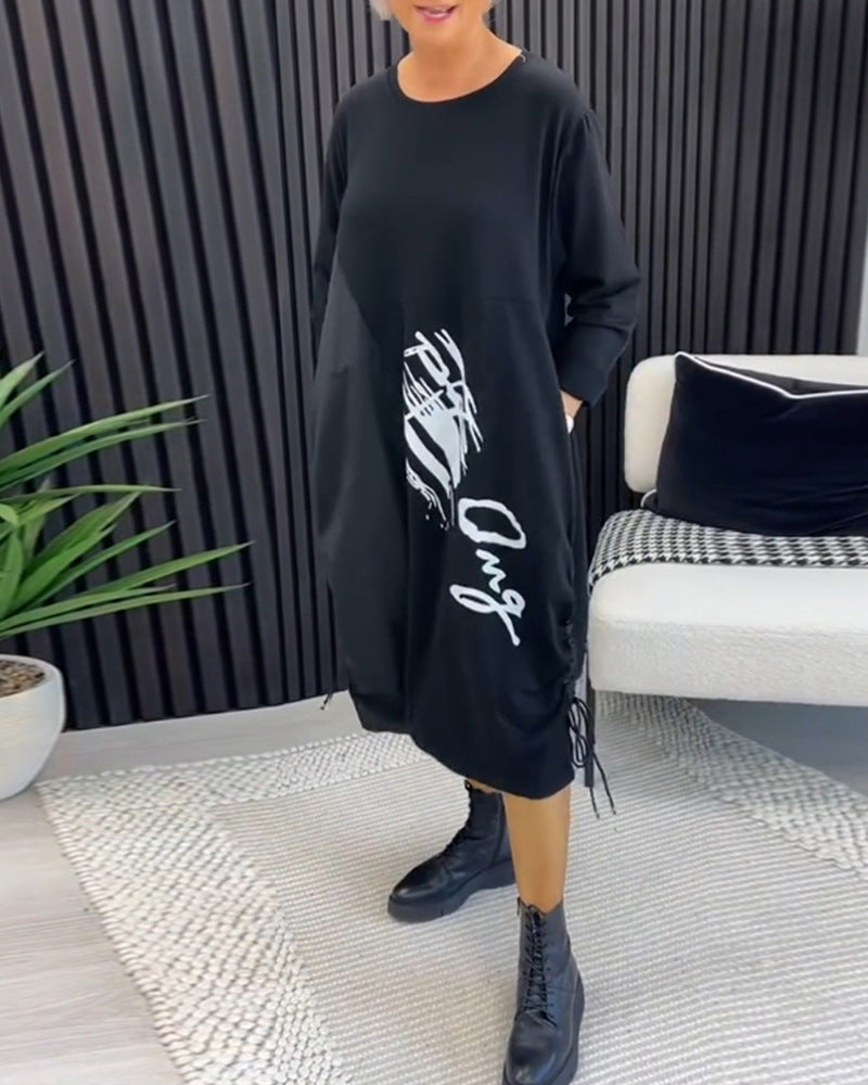 Damen Hoodie Kleid mit seitlichen Raffungselementen WW