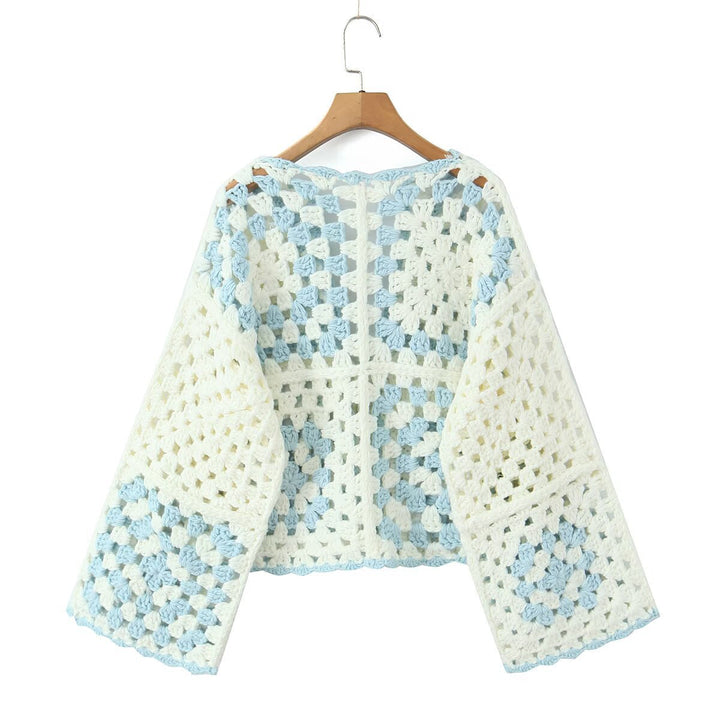 Damen Häkeljacke mit traditionellen Motiven und lässigem Schnitt W&W Mode