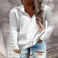 Damen Hoodie mit Reißverschluss und lässigem Rippenstrickdesign WW