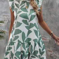 Damen Sommerkleid mit Rüschendetails und floralem Muster WW