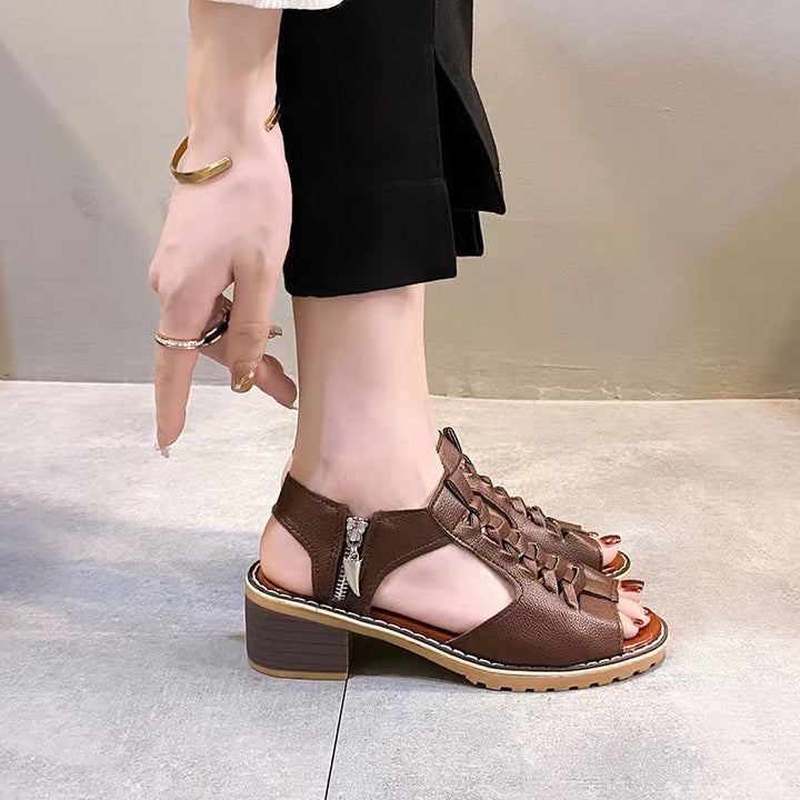 W&W Mode - Orthopädische Sandalen mit Absatz | Bequeme Sandalen für Damen mit Spitzendesign