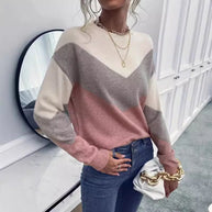 Damen Pullover mit stylischem V-Ausschnitt und geometrischem Muster WW