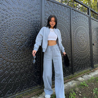 Damen Sportliche Oversize Trainingsjacke und Hose Set WW