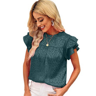 Damen Bluse mit modischen Rüschendetails und elegantem Leopardenmuster WW
