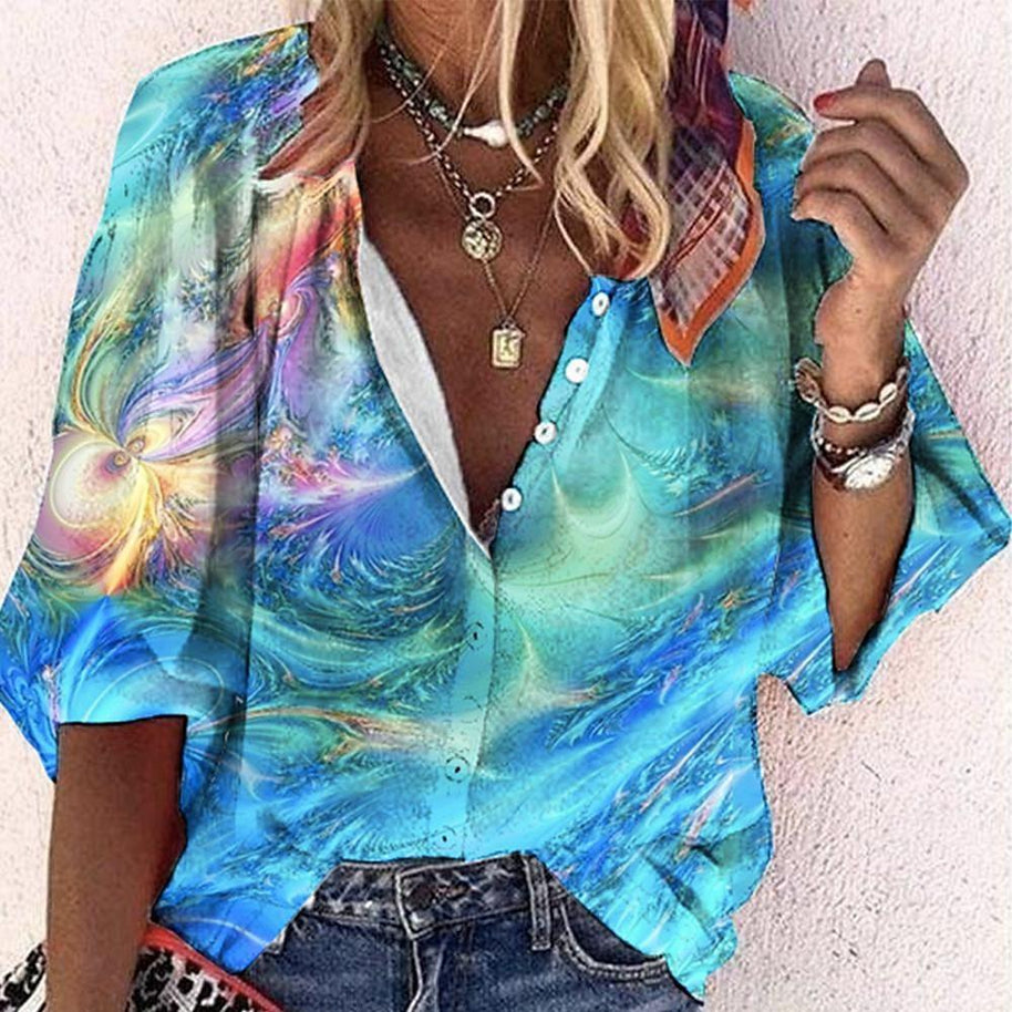 WW | Spitzenbestickte Boho Langarm Tunika Bluse