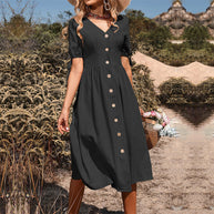 Damen Midi-Kleid mit tailliertem Schnitt und modernen Knopfdetails WW