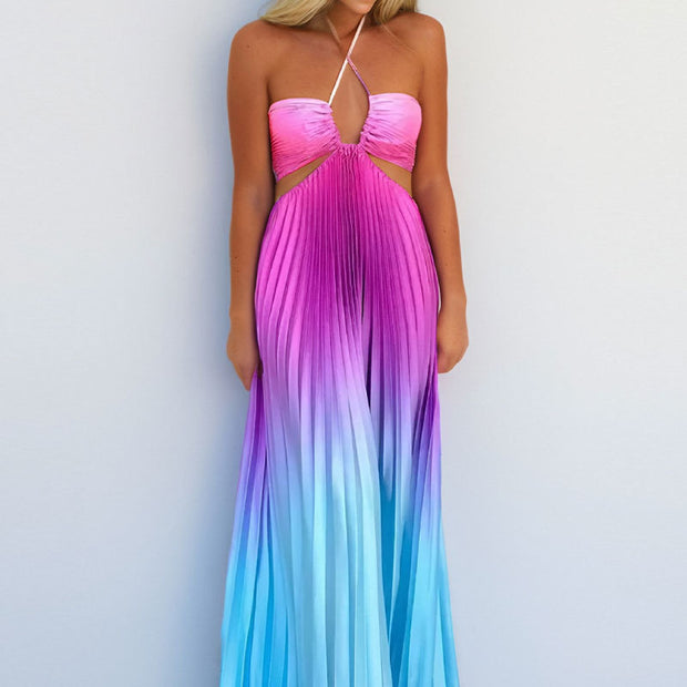 Damen Maxikleid mit Cut-Out-Details und Plisseefalten WW
