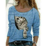 WW | Modernes T-Shirt mit Katzenprint