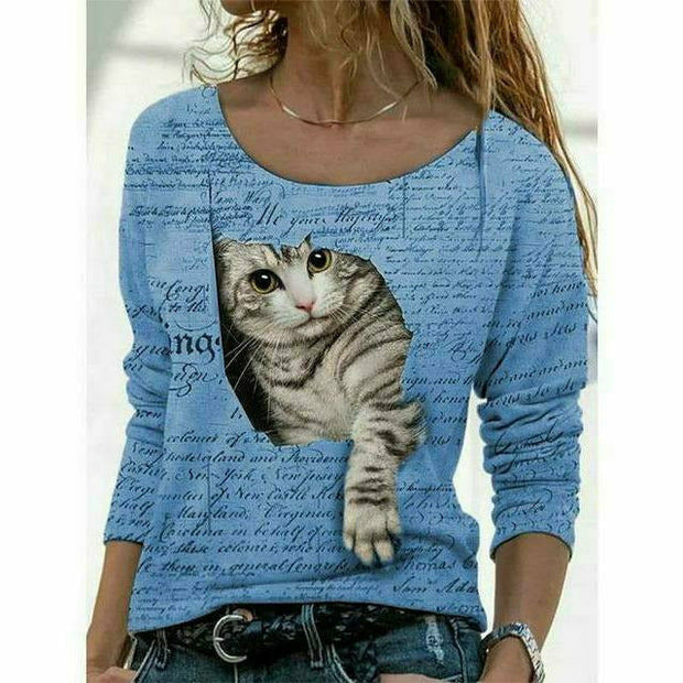 WW | Modernes T-Shirt mit Katzenprint