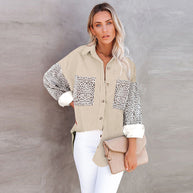 Damen Trendige Kordjacke mit Leo-Details WW