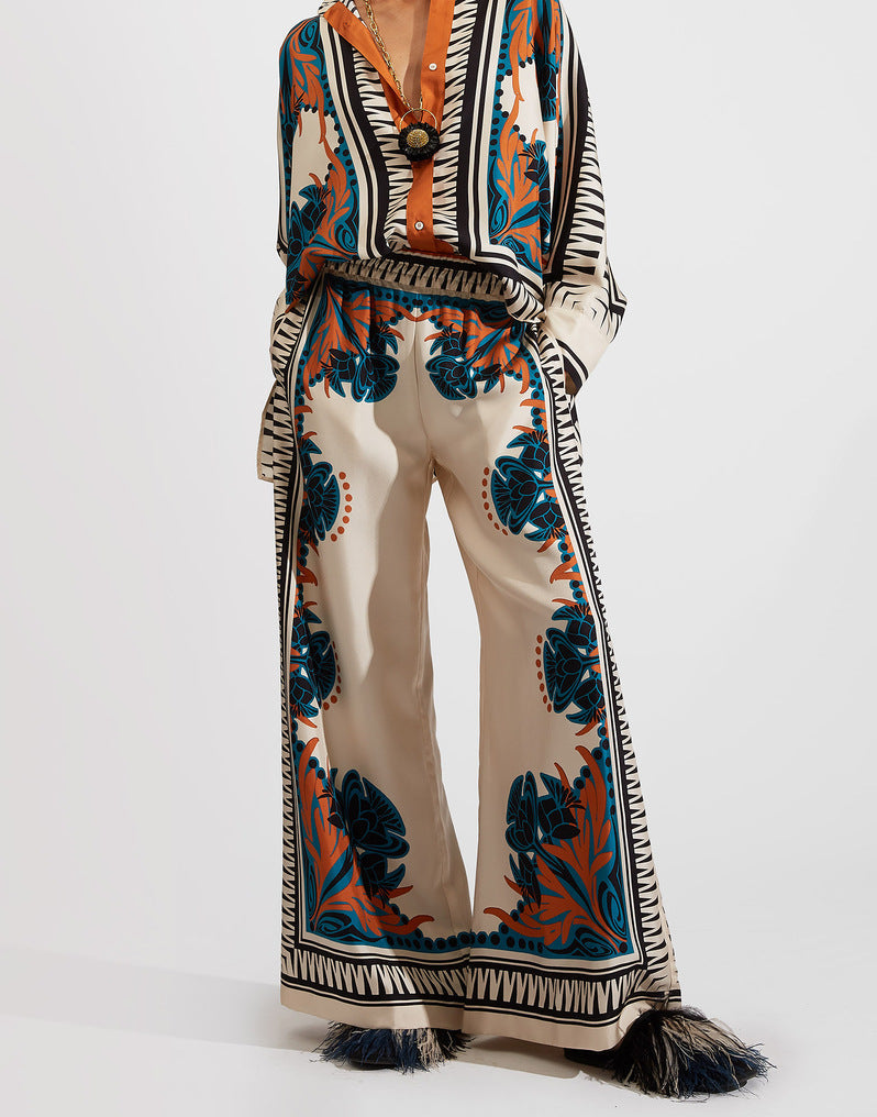 Damen Boho-Set mit Kimono-Oberteil und weit geschnittener Hose