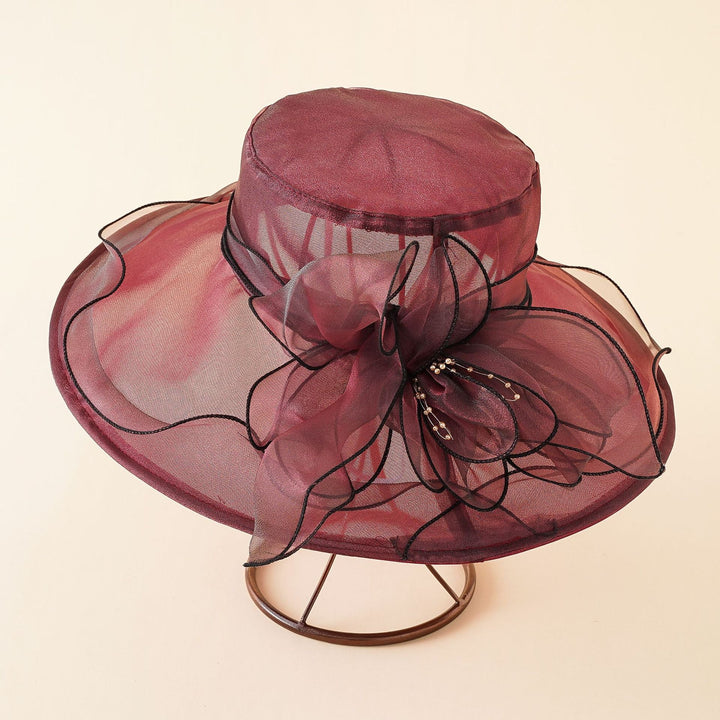 Damen eleganter Sonnenhut mit feiner Netzstruktur und romantischen Schleifenelementen W&W Mode