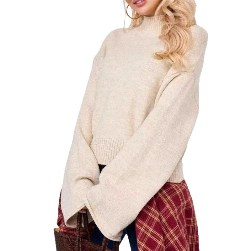Damen Strickpullover mit lässigem Schnitt und Volumenärmeln WW