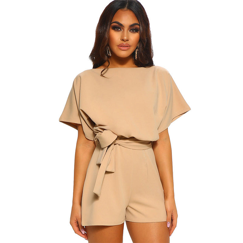 Damen Einteiler Jumpsuit mit lässigem Schnitt und Bindegürtel WW
