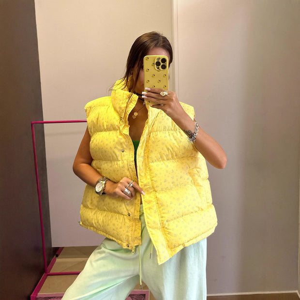 Damen Steppweste mit modischem Kragen und praktischen Taschen WW