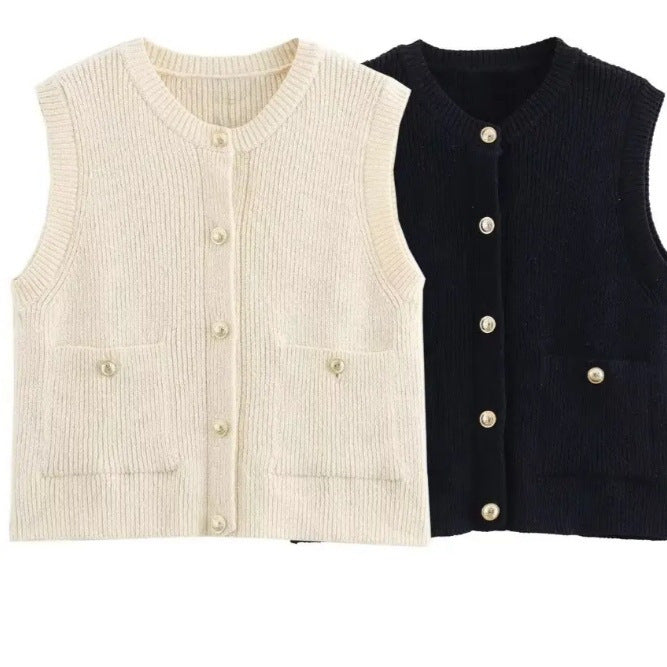 Damen Strickjacke mit Knopfdetails und dekorativen Taschen WW