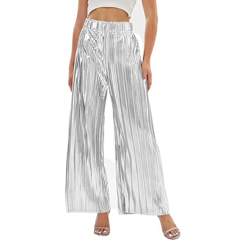 Damen Elegante Plisseehose mit elastischem Bund WW