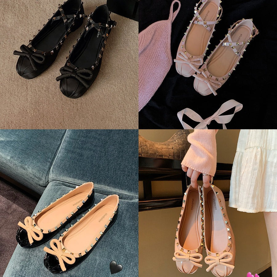 Damen Ballerinas mit modischen Riemchen und verspielten Schleifenakzenten WW