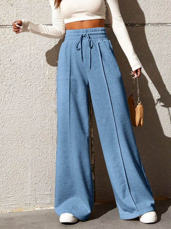 Damen Bequeme und elegante Lounge-Hose mit hohem Bund und praktischen Taschen WW