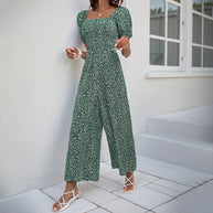 Damen Oversized Jumpsuit mit Puffärmeln und elastischem Taillenbund WW