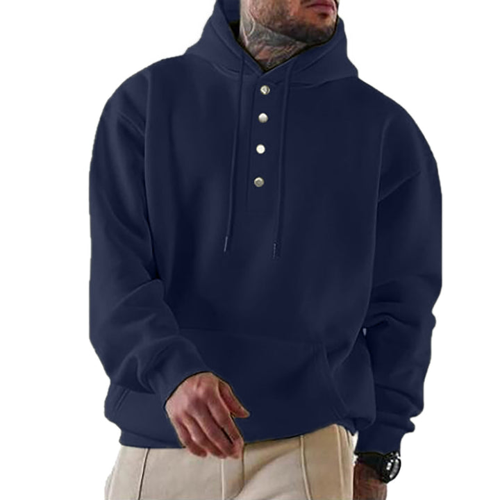 Herren Kapuzenpullover mit Knopfleiste und lässigem Schnitt W&W Mode