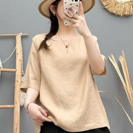 Damen Relaxed Fit Leinen Oversized Top WW