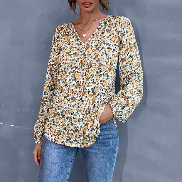 Damen Bluse mit floralem Design und eleganten Puffärmeln WW