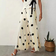 Damen Weite, luftige Polka-Dot Palazzohose mit eleganten Seitenschlitzen WW