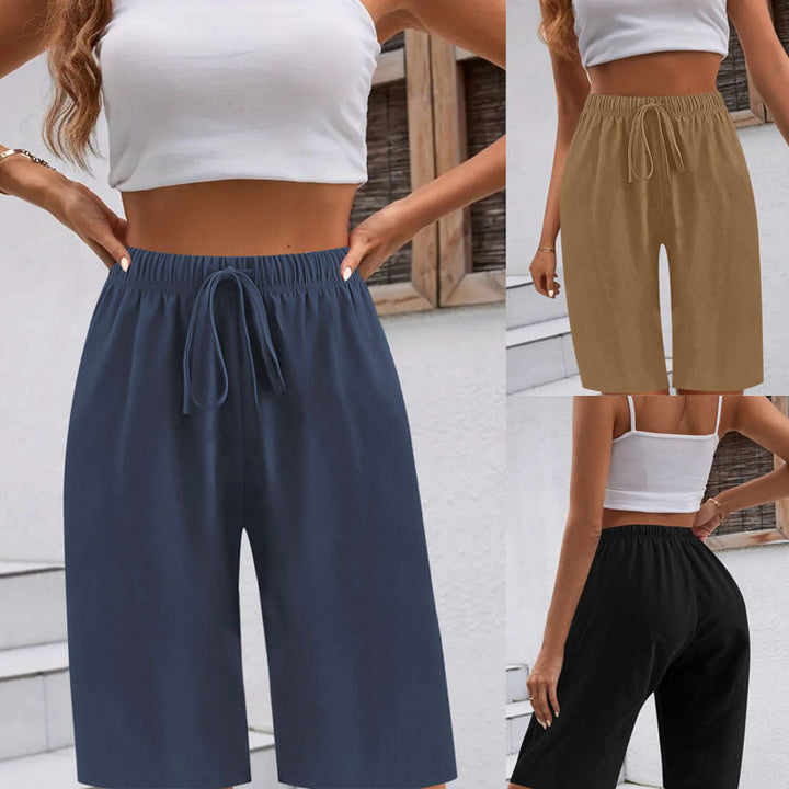 Damen sportive Bermuda-Shorts mit elastischem Bund und verstellbarem Kordelzug W&W Mode