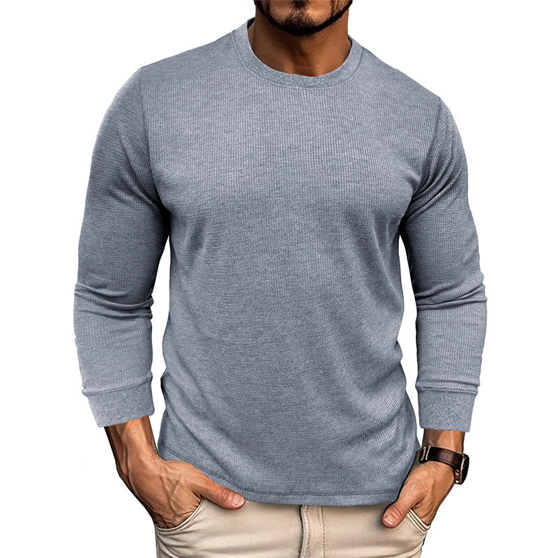 Herren Langarm-T-Shirt mit strukturiertem Design und bequemem Rundhalsausschnitt WW