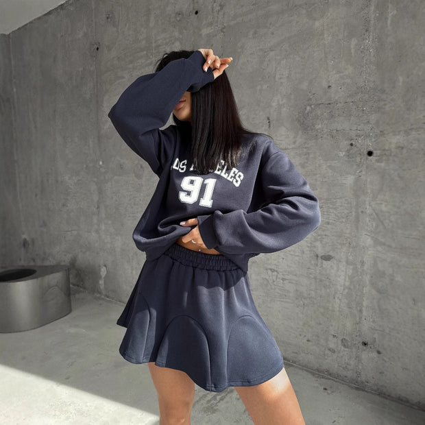 Damen Sportlicher Sweater und Rock Set WW