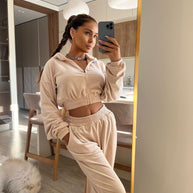 Damen sportliches Fleeceset mit hoher Taille WW