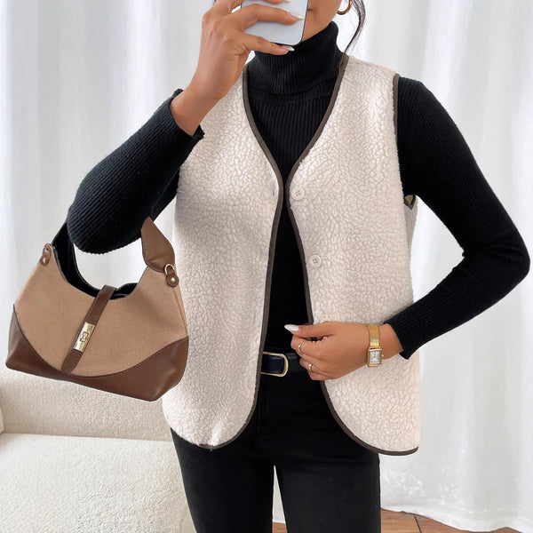 Damen Fleece-Weste mit knöpfbarem Frontverschluss und luxuriösem Touch WW