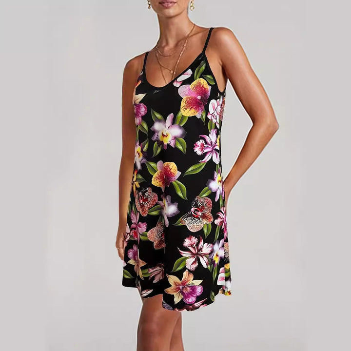 Damen Sommerkleid mit floralem Print und verstellbaren Trägern W&W Mode